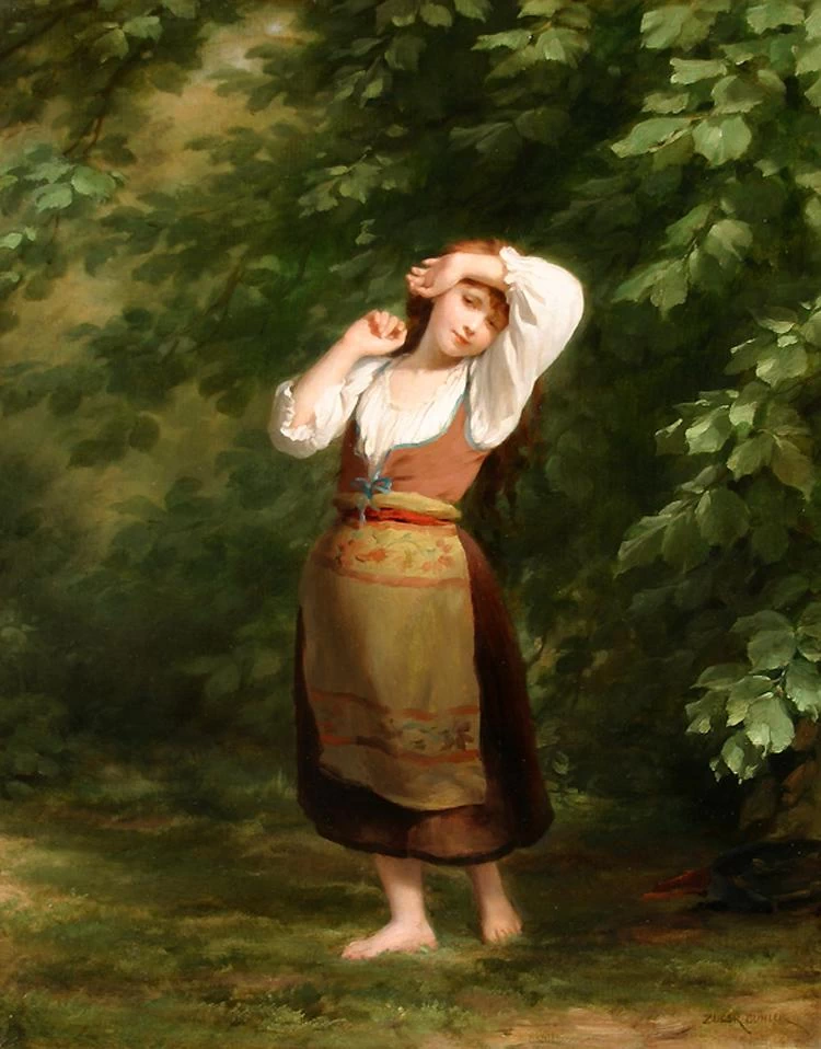 Ragazza a pieni nudi nel bosco
